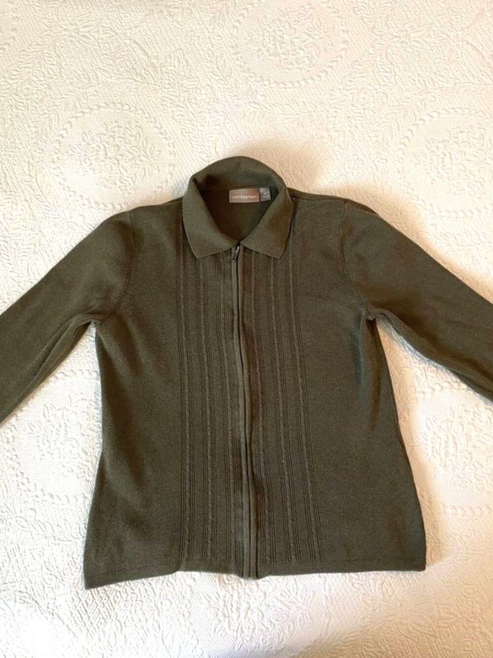 Olive Green Croft and Barrow Zippered Sweater